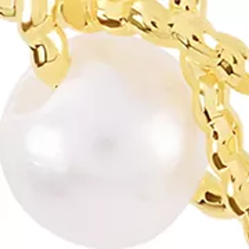 Gold Plated 30mm Simulated Pearls Twisted Hoop Earrings
