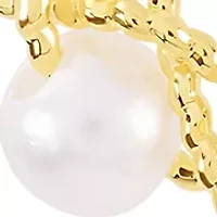 Gold Plated 30mm Simulated Pearls Twisted Hoop Earrings