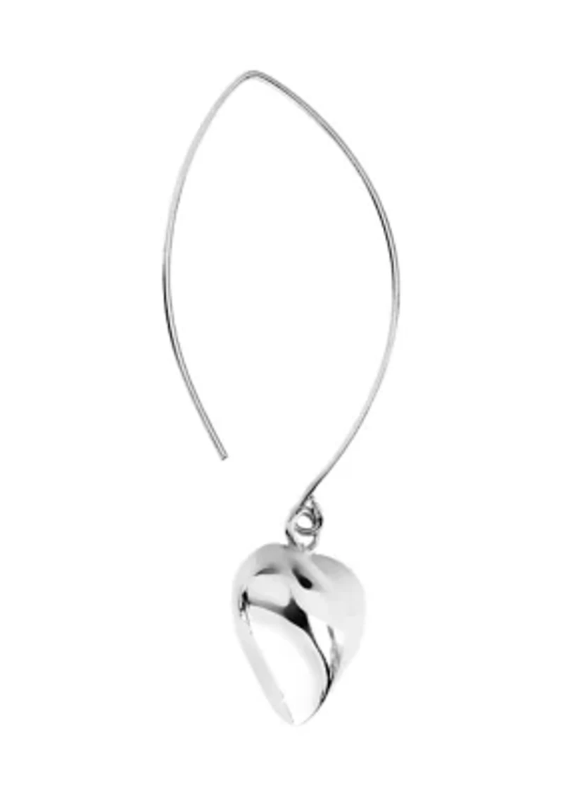 Puffy Heart Marquise Silver Plated Drop Earrings