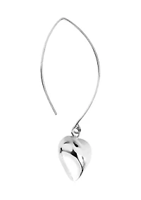 Puffy Heart Marquise Silver Plated Drop Earrings
