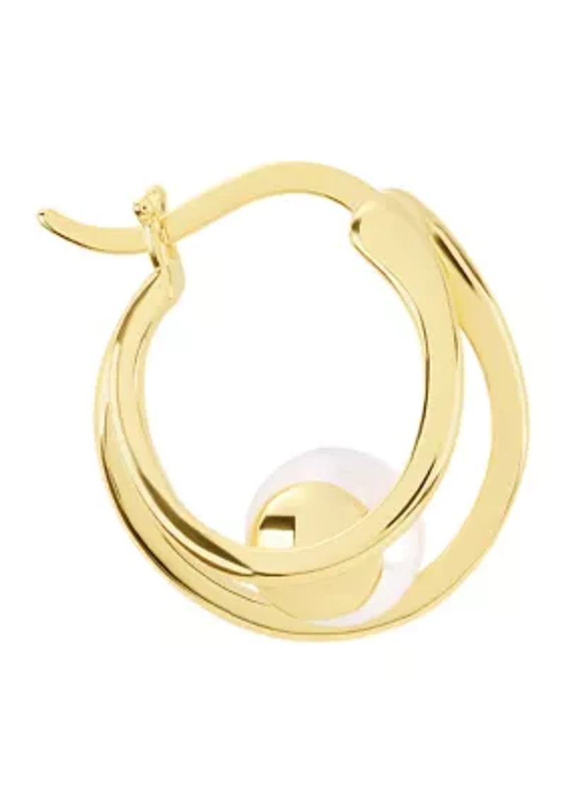 Gold Plated 18mm Simulated Pearl Orbit Hoop Earrings