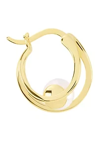 Gold Plated 18mm Simulated Pearl Orbit Hoop Earrings