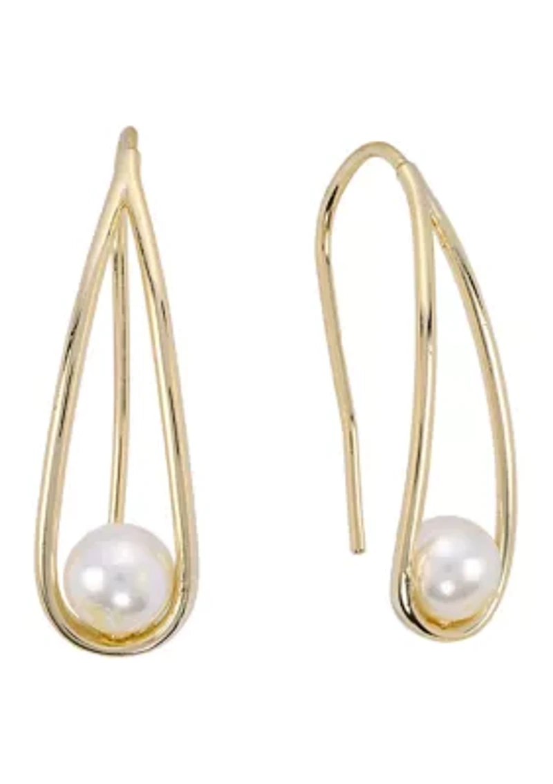 Open Wire Gold Plated Drop Earrings