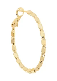Plated Diamond-Cut Station Hoop Earrings