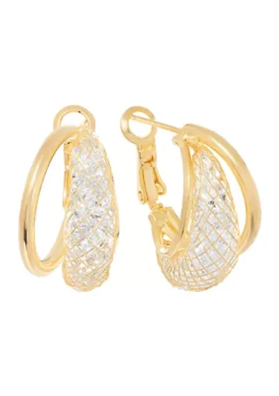 Plated Diamond Cut Mesh Hoop Earrings