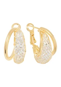 Plated Diamond Cut Mesh Hoop Earrings