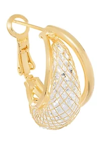 Plated Diamond Cut Mesh Hoop Earrings