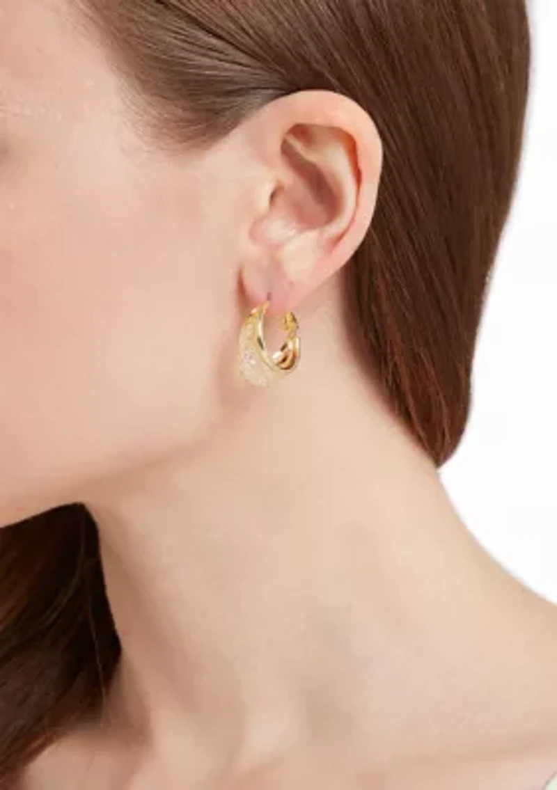 Plated Diamond Cut Mesh Hoop Earrings