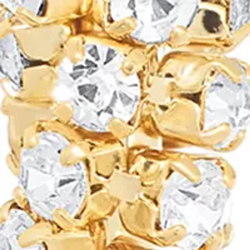 Gold Plated Cubic Zirconia Chain Hoop Twist Oblong Hoop Earrings