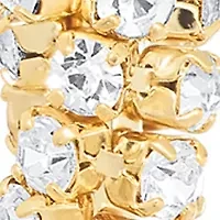 Gold Plated Cubic Zirconia Chain Hoop Twist Oblong Hoop Earrings