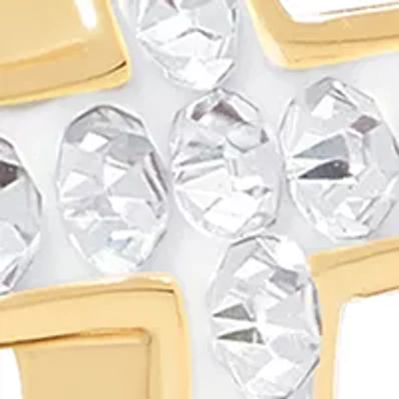 Plated Crystal Cross Clicktop Hoop Earrings