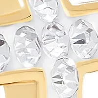 Plated Crystal Cross Clicktop Hoop Earrings