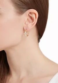 Plated Crystal Cross Clicktop Hoop Earrings