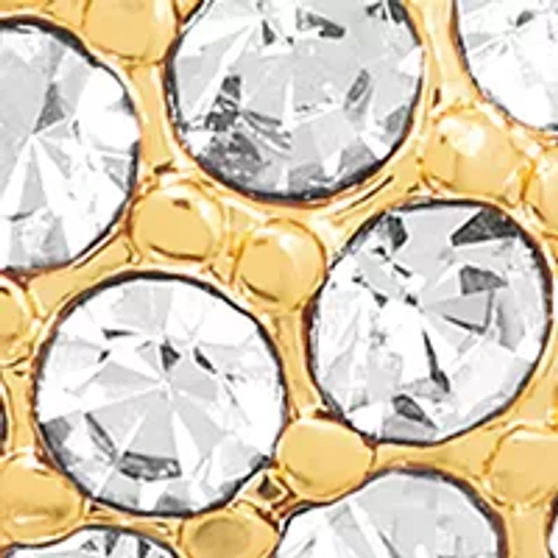 Plated Crystal J-Hoop Post Earrings