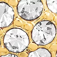 Plated Crystal J-Hoop Post Earrings