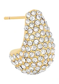 Plated Crystal J-Hoop Post Earrings