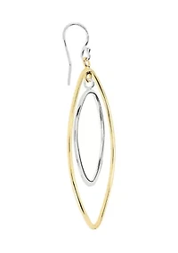 Two Tone Plated Double Open Oval Drop Earrings