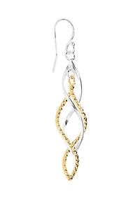 Two Tone Plated Double Open Flame Drop Earrings