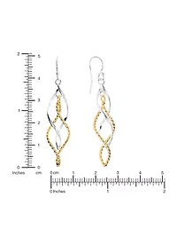 Two Tone Plated Double Open Flame Drop Earrings