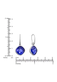 Silver Plated Blue Crystal Cushion Drop Earrings