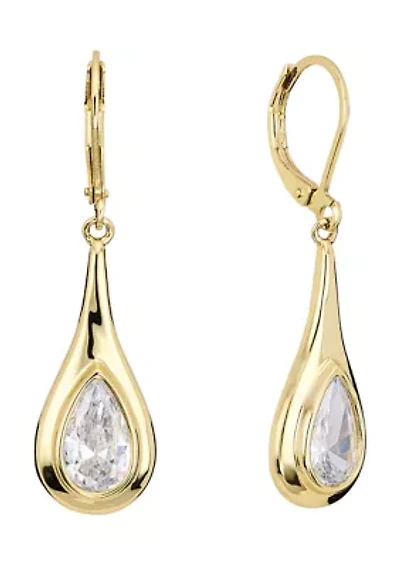 Pear Cubic Zirconia Drop Earrings