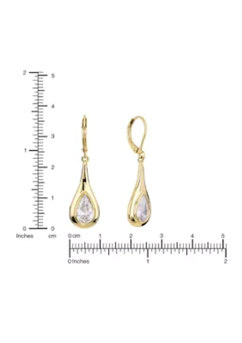 Pear Cubic Zirconia Drop Earrings