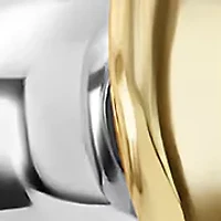 Two Tone Plated Double Oval Ball Drop Earrings