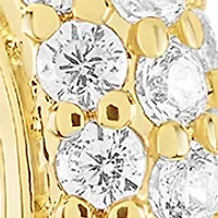 Gold Plated Simulated Pearl and Cubic Zirconia Huggie Hoop Drop Earrings