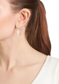 Gold-Plated Cubic Zirconia "Faith" Cross Drop Earrings