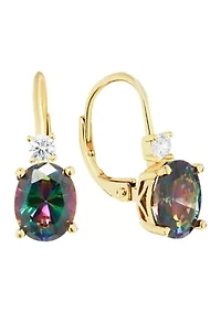 Gold Plated Mystic Cubic Zirconia Oval Lever Back Earrings