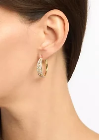 Plated Crystal Double Row Hoop Earrings