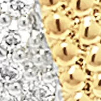 Two Tone Plated Criss Cross Cubic Zirconia Hoop Earrings