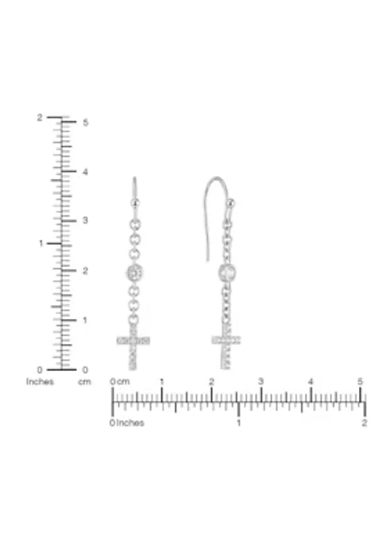 Cross Cubic Zirconia Drop Earrings