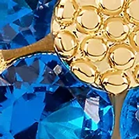Plated Cubic Zirconia Flower Stud Earrings