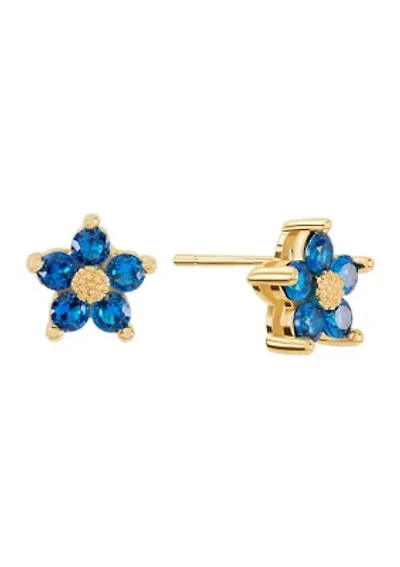Plated Cubic Zirconia Flower Stud Earrings