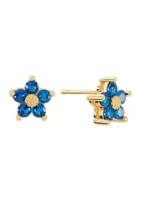 Plated Cubic Zirconia Flower Stud Earrings