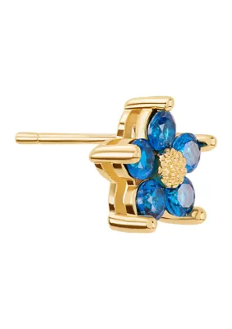 Plated Cubic Zirconia Flower Stud Earrings