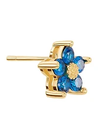 Plated Cubic Zirconia Flower Stud Earrings