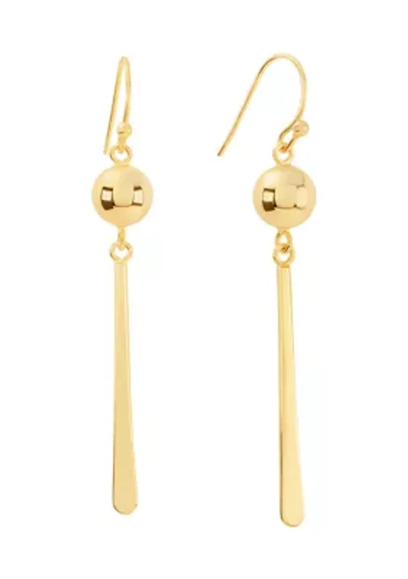 Gold Plated Ball and Stick Linear Drop Earrings