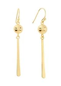 Gold Plated Ball and Stick Linear Drop Earrings