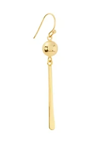 Gold Plated Ball and Stick Linear Drop Earrings