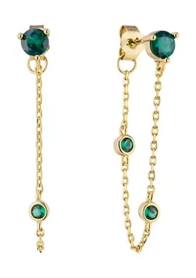 Cubic Zirconia Chain Drop Fine Plated Earrings