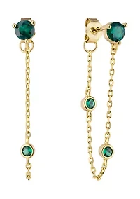 Cubic Zirconia Chain Drop Fine Plated Earrings