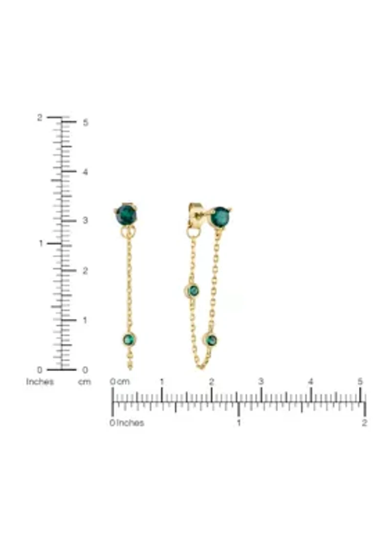 Cubic Zirconia Chain Drop Fine Plated Earrings