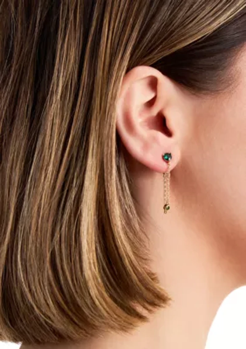 Cubic Zirconia Chain Drop Fine Plated Earrings