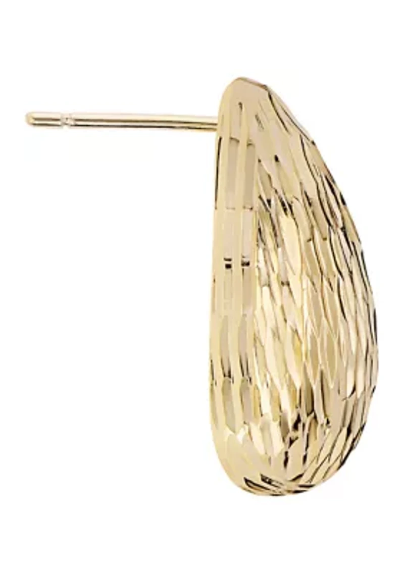 Diamond-Cut Hollow Teardrop Earrings