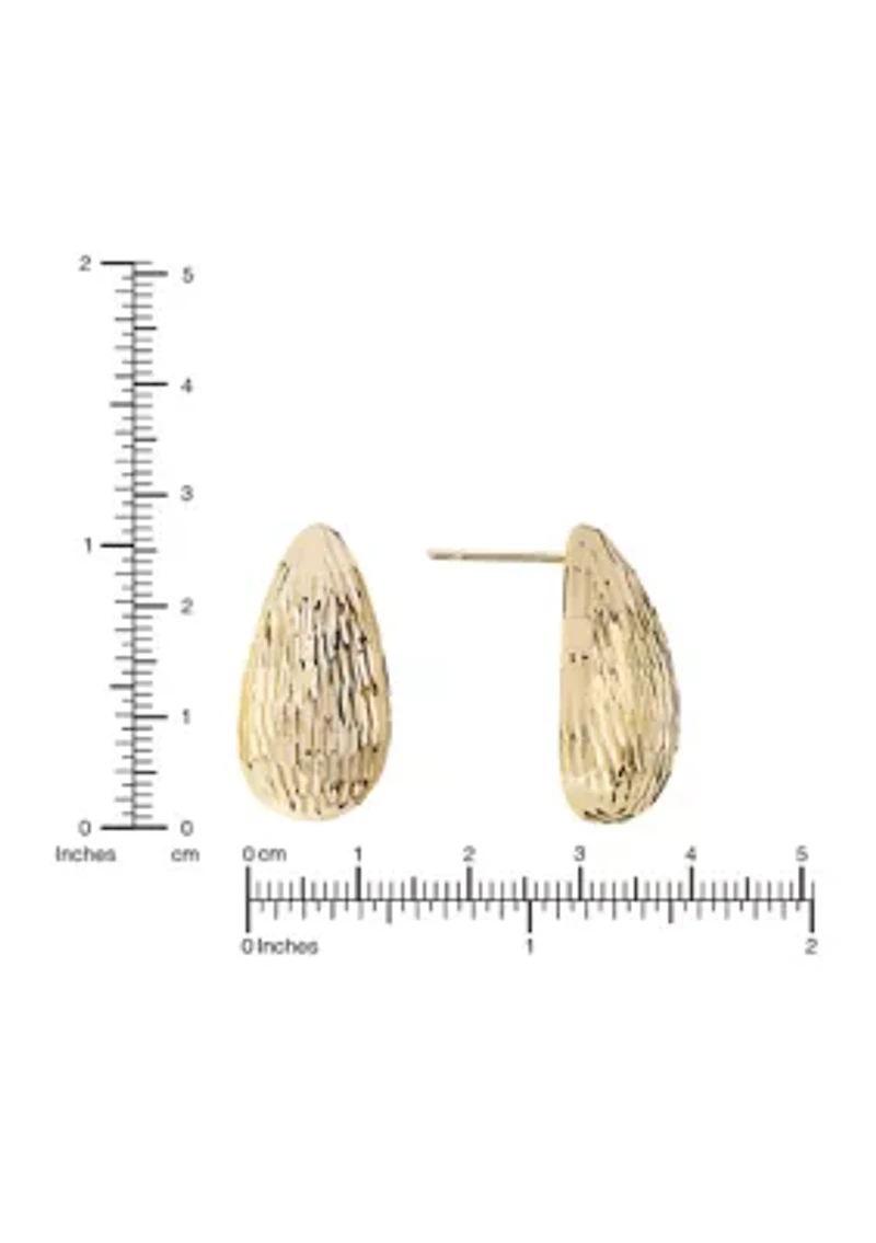 Diamond-Cut Hollow Teardrop Earrings