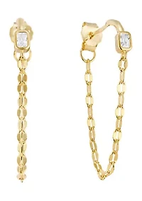 Rectangular Cubic Zirconia Chain Drop Earrings