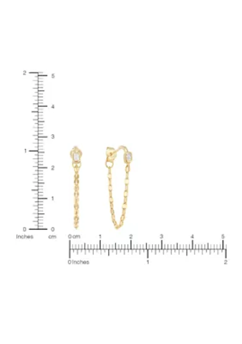 Rectangular Cubic Zirconia Chain Drop Earrings