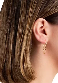 Rectangular Cubic Zirconia Chain Drop Earrings